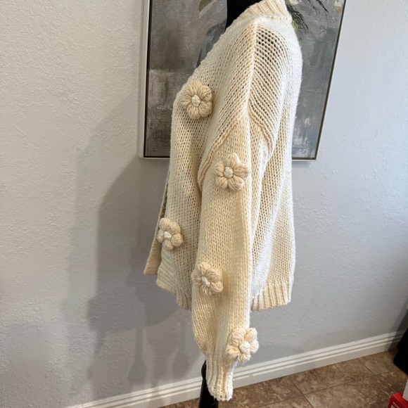 Maeve Cream Floral Knit Women's Sweater - Picture 6 of 9
